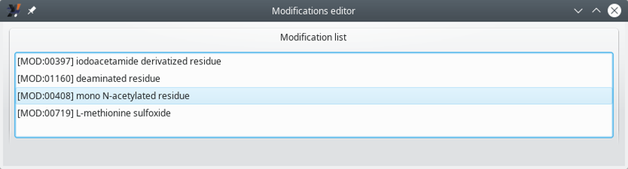 Modifications editor window (folded)