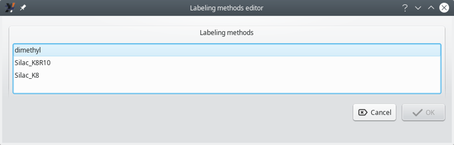 Labeling methods editor window