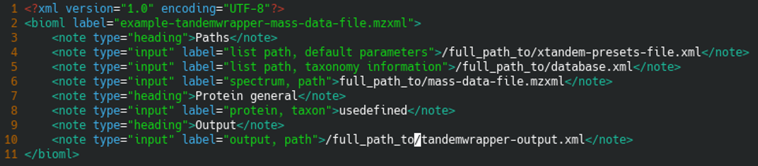 Configuration file for tandemwrapper